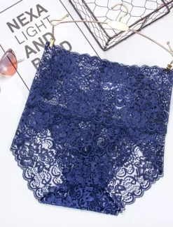 Women's Sexy Panties Brief Underwear 1 PC Underwear Sexy Comfort Lace Pure Color PU High Waist Sexy Green Black Purple M L XL Home Outfits