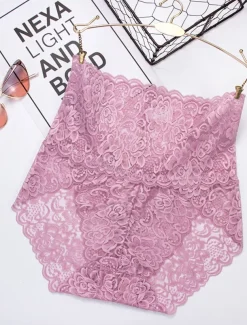 Women's Sexy Panties Brief Underwear 1 PC Underwear Sexy Comfort Lace Pure Color PU High Waist Sexy Green Black Purple M L XL Home Outfits