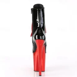 Women's Sexy Platform Lace-Up Stiletto Heeled Dance Boots - Black and Red Patent Leather Ankle Boots for Performances, Night Out, and Cosplay