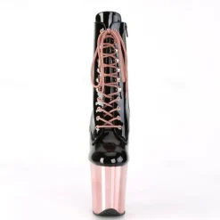 Women's Sexy Platform Lace-Up Stiletto Heeled Dance Boots - Black and Red Patent Leather Ankle Boots for Performances, Night Out, and Cosplay