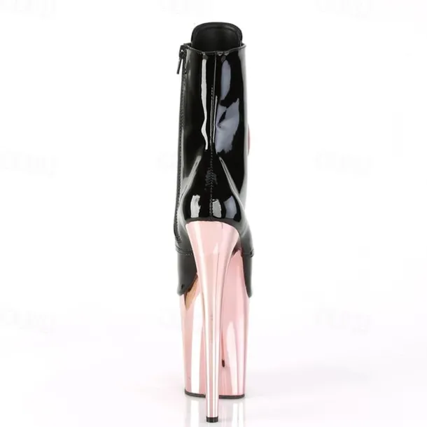 Women's Sexy Platform Lace-Up Stiletto Heeled Dance Boots - Black and Red Patent Leather Ankle Boots for Performances, Night Out, and Cosplay