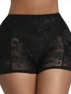 Women's Shapewear Fashion Pure Color Lace Shorts Daily Sleeveless Black Beige Summer Spring Fall Winter Slim