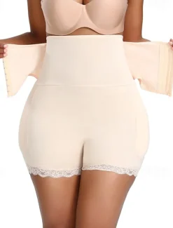 Women's Shapewear Waist Trainer Sport Pure Color Elastic Waist Shorts Daily Sleeveless Black Beige Summer Spring Fall Winter