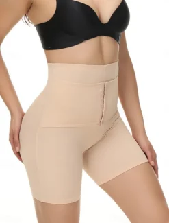 Women's Shapewear Waist Trainer Sport Pure Color Elastic Waist Shorts Daily Sleeveless Black Beige Summer Spring Fall Winter
