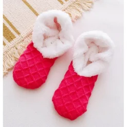 Women's Sherpa Lined Slipper Socks Non Slip Fuzzy Non-Slip Warm Fall & Winter Knit Coral Fleece Socks, Cozy Plush Floor Socks for Fall & Winter