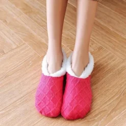 Women's Sherpa Lined Slipper Socks Non Slip Fuzzy Non-Slip Warm Fall & Winter Knit Coral Fleece Socks, Cozy Plush Floor Socks for Fall & Winter