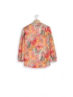 Women's Shirt Basic Buttons Print Long Sleeve Regular Tops Casual Pink Blue Green Spring Fall