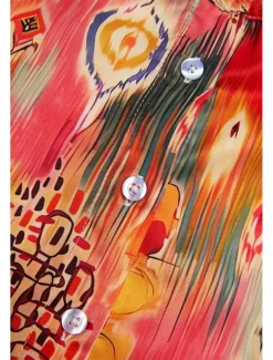 Women's Shirt Basic Buttons Print Long Sleeve Regular Tops Casual Pink Blue Green Spring Fall