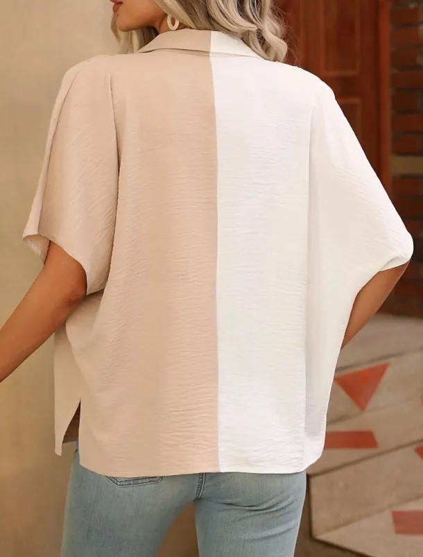 Women's Shirt Blouse Solid Color Stylish Casual Short Sleeve Shirt Collar Regular Tops Daily Buttons Black White Summer Spring