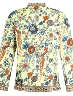 Women's Shirt Blouse Yellow Pink Dusty Rose Graphic Floral Button Print Long Sleeve Daily Holiday Vintage Boho Streetwear Round Neck Regular Boho S