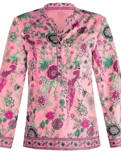 Women's Shirt Blouse Yellow Pink Dusty Rose Graphic Floral Button Print Long Sleeve Daily Holiday Vintage Boho Streetwear Round Neck Regular Boho S