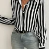 Women's Shirt Button Down Tunic Shirt Collar Long Sleeve Striped Casual Regular Tops Work Daily s Print Black Spring Fall Winter