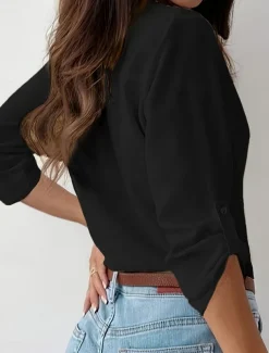 Women's Shirt Button Down Blouse Solid Color Stylish Casual Long Sleeve Shirt Button Down Blouse Collar Regular Tops Daily Buttons Black Sky Blue Fuchsia Brown Khaki Summer Spring Fall