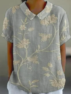 Women's Shirt Floral Bohemia Daily Stylish Long Sleeve Shirt Collar Regular Tops Daily Buttons Print Sage Green Pink Blue Khaki Summer Spring