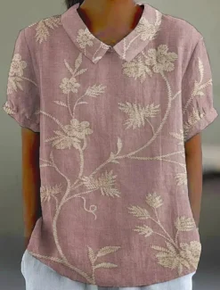 Women's Shirt Floral Bohemia Daily Stylish Long Sleeve Shirt Collar Regular Tops Daily Buttons Print Sage Green Pink Blue Khaki Summer Spring