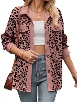 Women's Shirt Jacket Shacket Warm Breathable Buttons Pocket Print Casual Plaid Vacation Street Daily Wear Going out Single Breasted Regular Turndown Regular Fit Long Sleeve Outerwear Pink Blue Brown