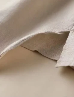 Women's Shirt Linen Shirt Blouse Long Cotton Top Solid Color Fashion Round Neck Street Daily Buttons Khaki Beige Spring & Fall
