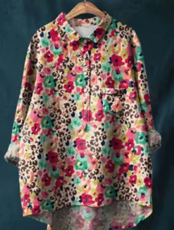 Women's Shirt Linen-Inspired Shirts Long Sleeve Shirt Collar Red Navy Blue Blue Spring & Fall