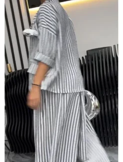 Women's Shirt Striped Stylish Casual Long Sleeve Shirt Collar Regular Tops Daily Holiday Buttons Print Yellow Red Blue Purple Green Summer Spring Fall