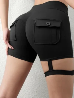 Women's Shorts Casual Daily Short Plain Ruched Butt Lifting Tummy Control Butt Lift Breathability Stretchy Weekend Black Red Army Green Coffee Summer Skinny