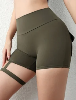 Women's Shorts Casual Daily Short Plain Ruched Butt Lifting Tummy Control Butt Lift Breathability Stretchy Weekend Black Red Army Green Coffee Summer Skinny