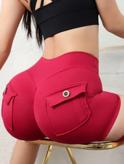 Women's Shorts Casual Daily Short Plain Ruched Butt Lifting Tummy Control Butt Lift Breathability Stretchy Weekend Black Red Army Green Coffee Summer Skinny