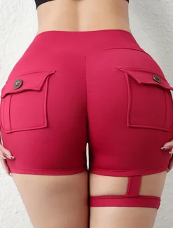 Women's Shorts Casual Daily Short Plain Ruched Butt Lifting Tummy Control Butt Lift Breathability Stretchy Weekend Black Red Army Green Coffee Summer Skinny