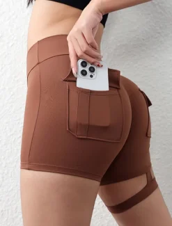 Women's Shorts Casual Daily Short Plain Ruched Butt Lifting Tummy Control Butt Lift Breathability Stretchy Weekend Black Red Army Green Coffee Summer Skinny