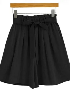 Women's Shorts Casual Daily Short Plain Drawstring Breathability Comfortable Inelastic Weekend Black White Beige Summer Regular Fit