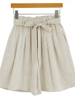 Women's Shorts Casual Daily Short Plain Drawstring Breathability Comfortable Inelastic Weekend Black White Beige Summer Regular Fit