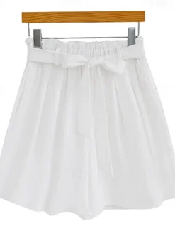 Women's Shorts Casual Daily Short Plain Drawstring Breathability Comfortable Inelastic Weekend Black White Beige Summer Regular Fit