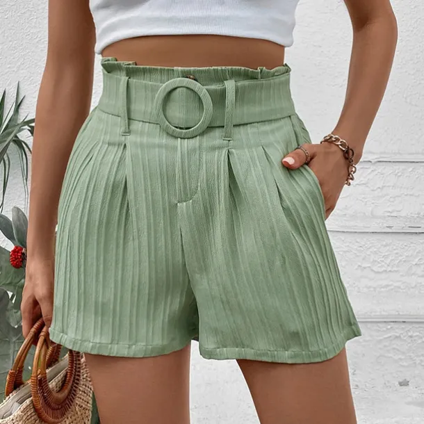 Women's Shorts Casual Daily Short Plain Side Pockets Breathability Comfortable Micro-elastic Going out Weekend Green Summer Regular Fit