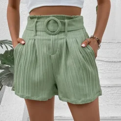 Women's Shorts Casual Daily Short Plain Side Pockets Breathability Comfortable Micro-elastic Going out Weekend Green Summer Regular Fit