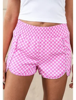 Women's Shorts Casual Daily Short Leopard Geometric Plaid Split Printing Breathability Comfortable Micro-elastic Going out Weekend Light Pink Pink Purple Green Summer Regular Fit