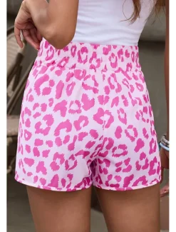 Women's Shorts Casual Daily Short Leopard Geometric Plaid Split Printing Breathability Comfortable Micro-elastic Going out Weekend Light Pink Pink Purple Green Summer Regular Fit