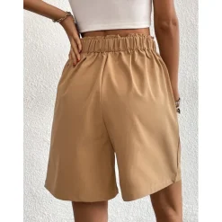 Women's Shorts Casual Daily Short Plain Side Pockets Breathability Comfortable Inelastic Going out Weekend Black Wine Army Green Dark navy Summer Regular Fit