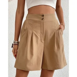 Women's Shorts Casual Daily Short Plain Side Pockets Breathability Comfortable Inelastic Going out Weekend Black Wine Army Green Dark navy Summer Regular Fit