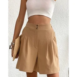 Women's Shorts Casual Daily Short Plain Side Pockets Breathability Comfortable Inelastic Going out Weekend Black Wine Army Green Dark navy Summer Regular Fit