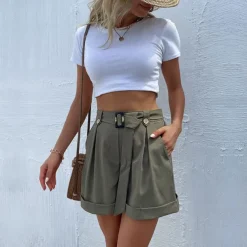 Women's Shorts Casual Daily Short Plain Side Pockets Breathability Comfortable Inelastic Going out Weekend Black Army Green Summer Regular Fit
