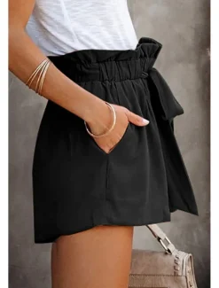 Women's Shorts Casual Daily Short Plain Drawstring Side Pockets Breathability Comfortable Inelastic Weekend Black Blue Green Khaki Summer Regular Fit