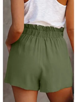 Women's Shorts Casual Daily Short Plain Drawstring Side Pockets Breathability Comfortable Inelastic Weekend Black Blue Green Khaki Summer Regular Fit
