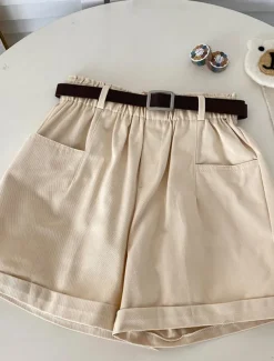 Women's Shorts Casual Daily Short Plain Side Pockets Breathability Comfortable Micro-elastic Weekend Black White Khaki Apricot Summer Regular Fit