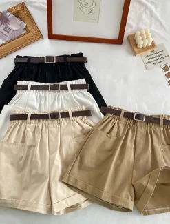Women's Shorts Casual Daily Short Plain Side Pockets Breathability Comfortable Micro-elastic Weekend Black White Khaki Apricot Summer Regular Fit