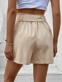 Women's Shorts Casual Daily Short Plain Side Pockets Breathability Comfortable Micro-elastic Weekend Khaki Summer Regular Fit