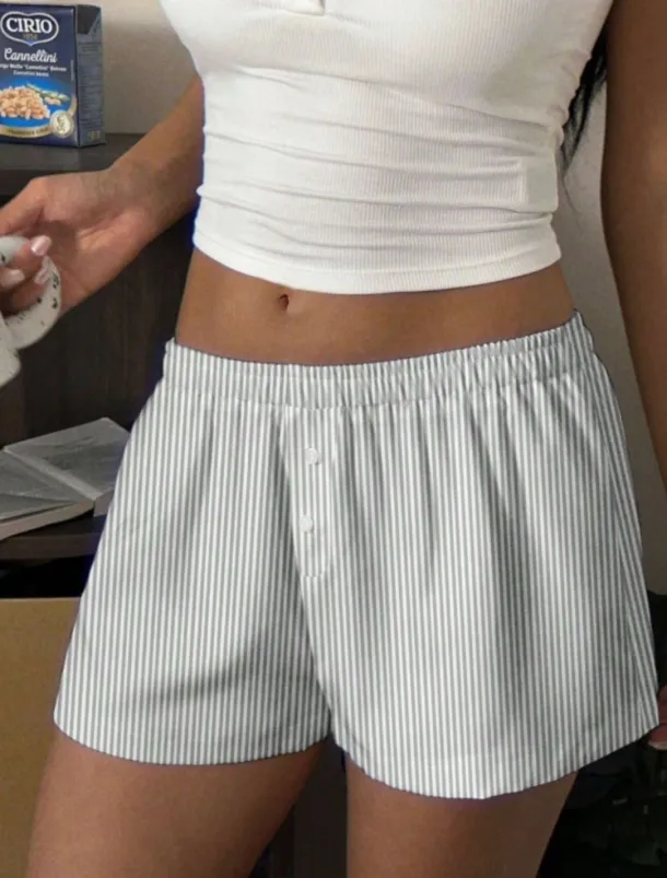 Women's Shorts Chinos Vacation Fashion Streetwear Short High Waist Stripe Pocket Elastic Waistband Printing Comfy Soft Comfortable Micro-elastic Outdoor Vacation Street Yellow Pink Blue Gray Summer