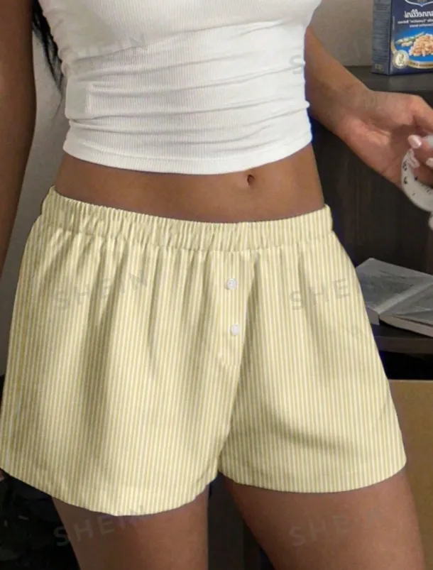 Women's Shorts Chinos Vacation Fashion Streetwear Short High Waist Stripe Pocket Elastic Waistband Printing Comfy Soft Comfortable Micro-elastic Outdoor Vacation Street Yellow Pink Blue Gray Summer