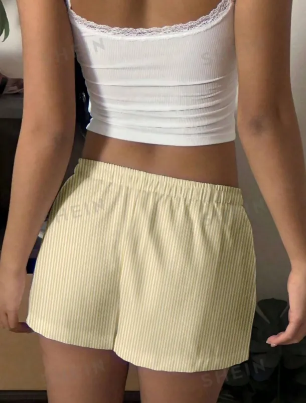 Women's Shorts Chinos Vacation Fashion Streetwear Short High Waist Stripe Pocket Elastic Waistband Printing Comfy Soft Comfortable Micro-elastic Outdoor Vacation Street Yellow Pink Blue Gray Summer