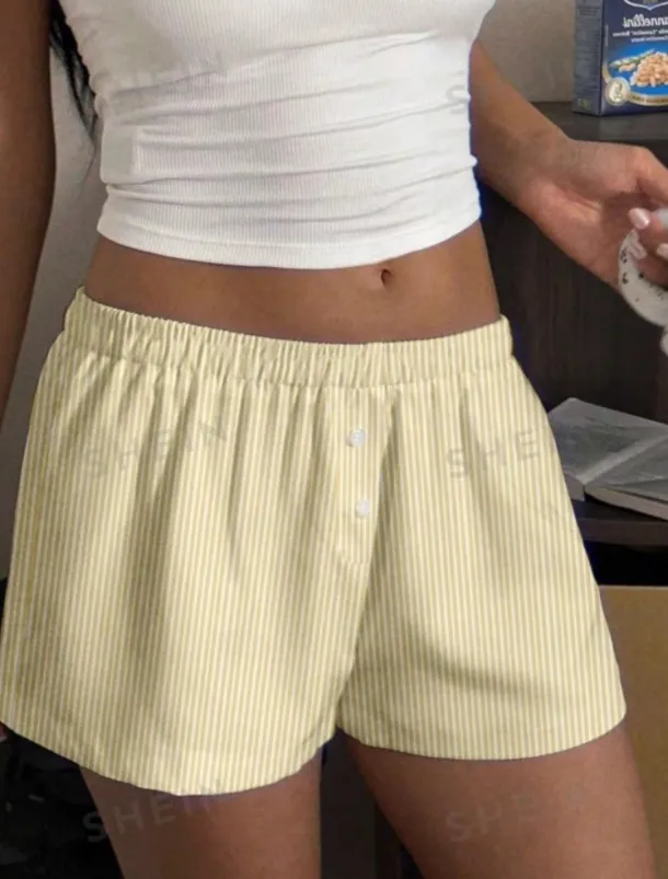 Women's Shorts Chinos Vacation Fashion Streetwear Short High Waist Stripe Pocket Elastic Waistband Printing Comfy Soft Comfortable Micro-elastic Outdoor Vacation Street Yellow Pink Blue Gray Summer