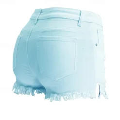 Women's Shorts Cotton Tassel Fringe Side Pockets Plain Short Black Summer