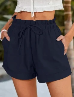 Women's Shorts Fashion Short Plain Drawstring Side Pockets Comfort Inelastic Casual Daily Black Blue Brown Green Regular Fit